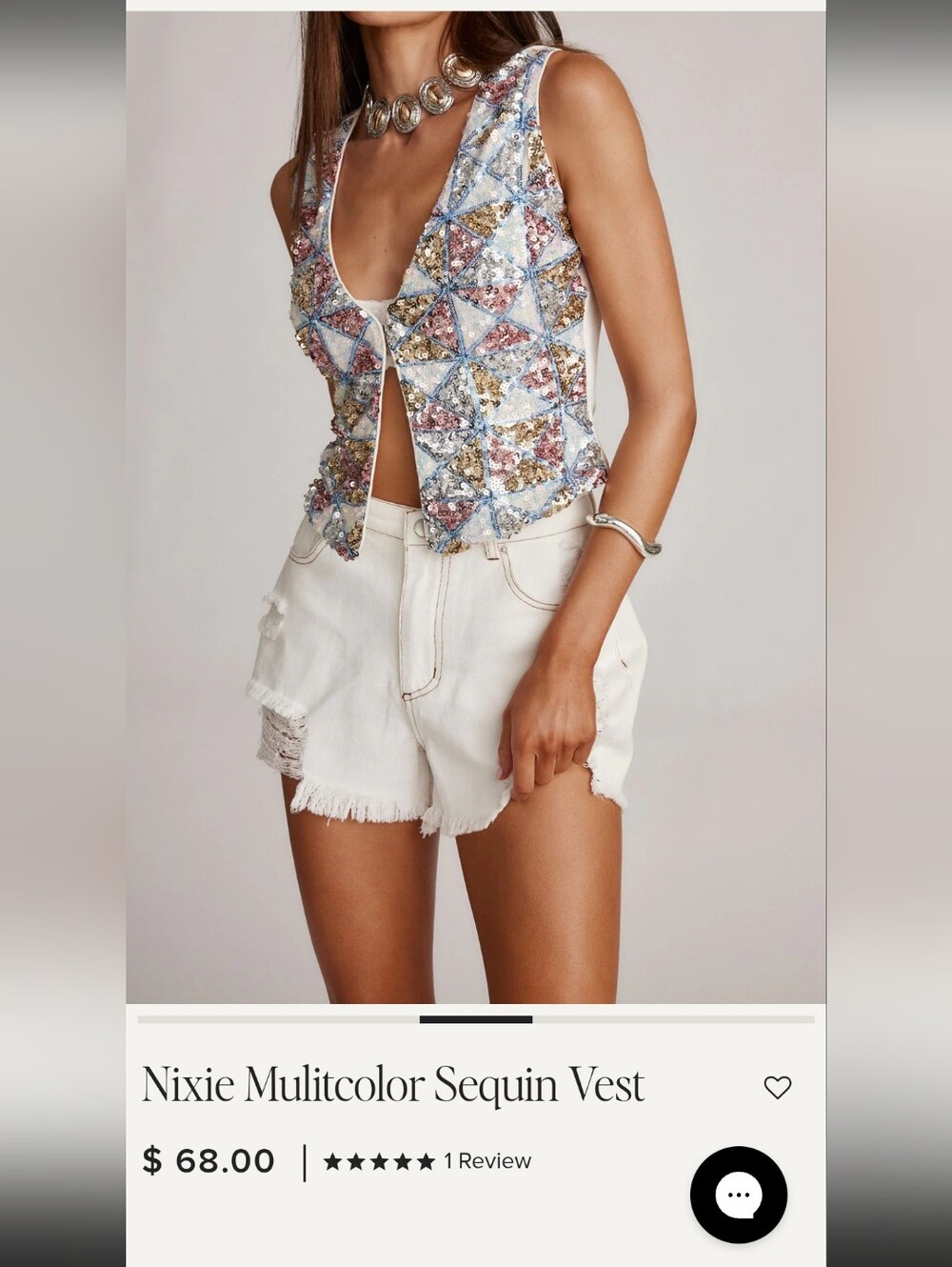 12th Tribe, Nixie Multicolor Sequin Vest, NWT
